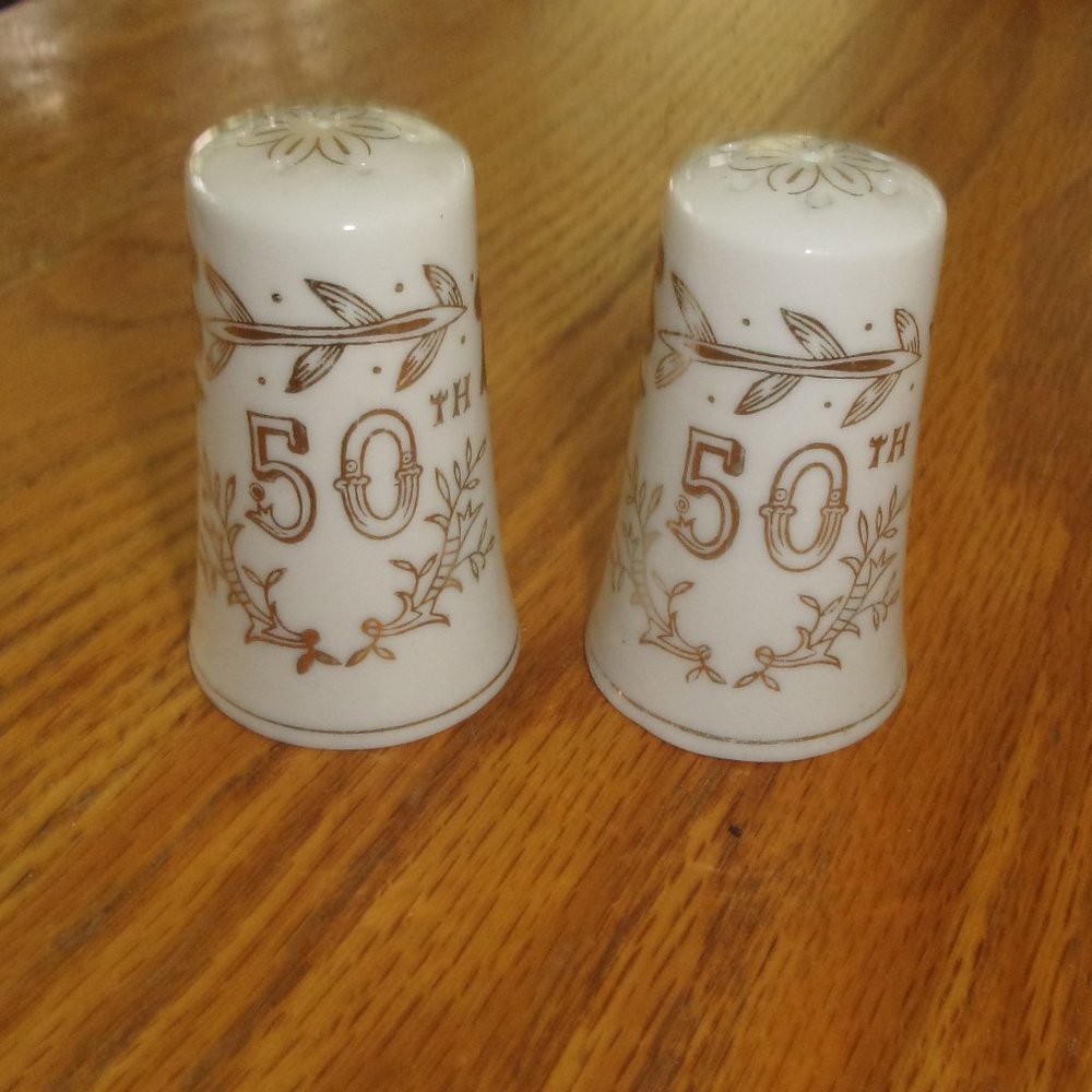 Salt pepper shakers set 50th Anniversary